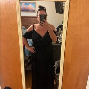 City Chic Black Cold-Shoulder Gown